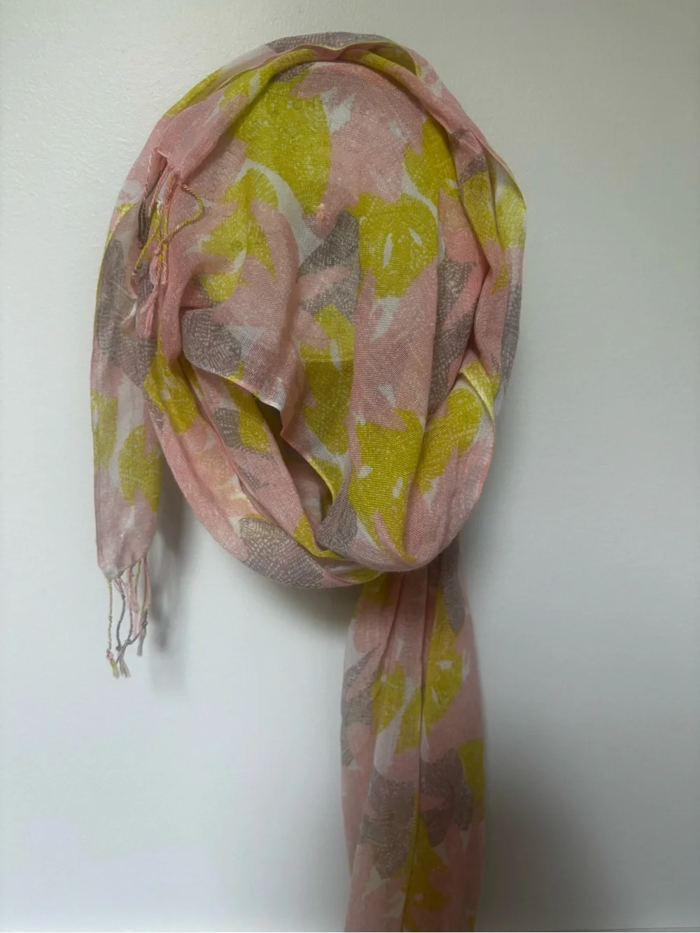 Lightweight Pink and Lime Floral Scarf - Women's Accessory